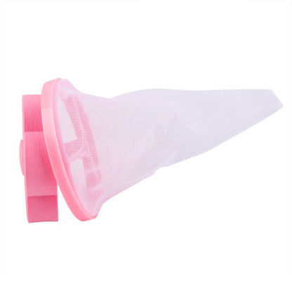 Flower lint remover floating in water, collecting debris