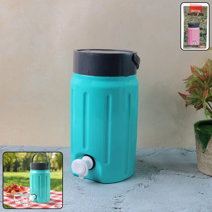 Front view of insulated water jug 2 litre plastic dispenser