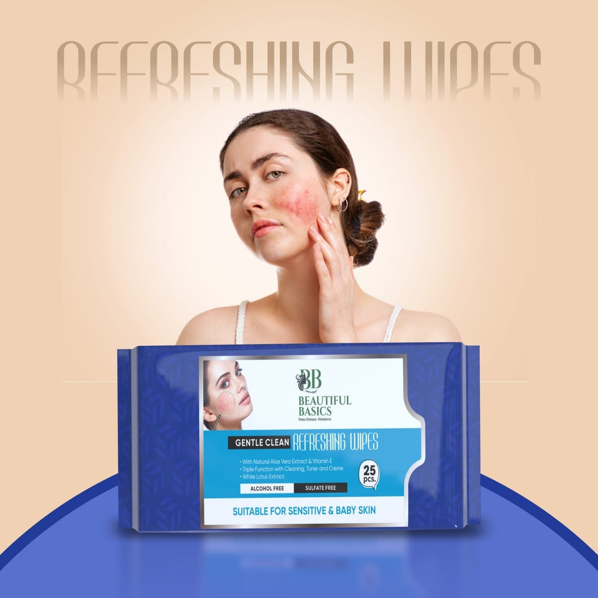 Pack of Beautiful Basics Facial Wet Wipes for gentle cleansing.