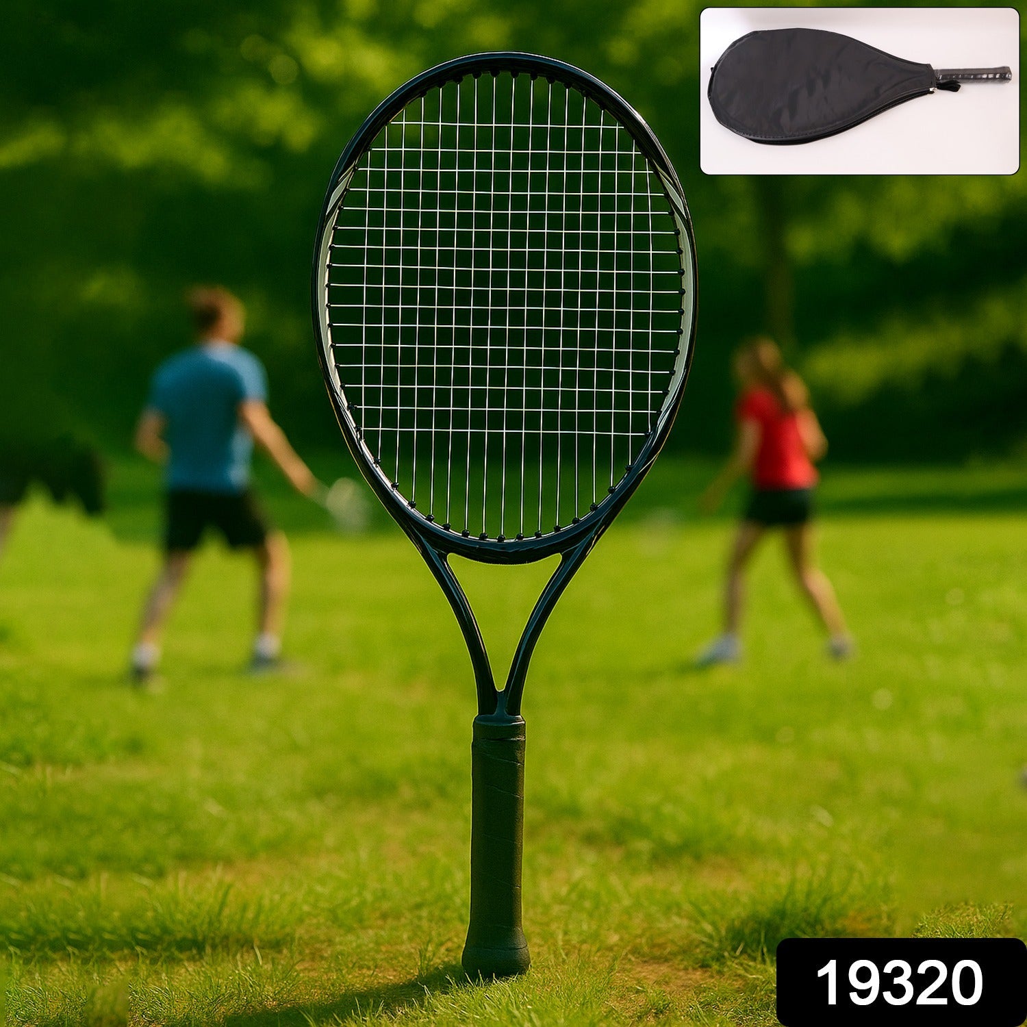 Player holding lightweight tennis racket outdoors during casual play