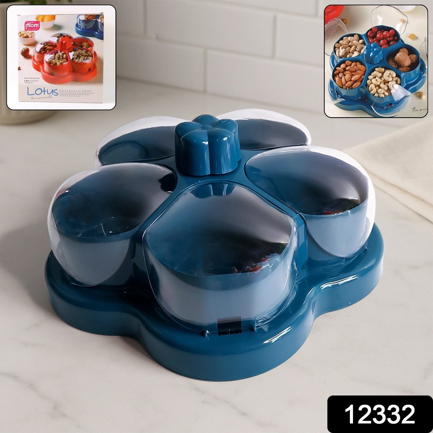 Elegant lotus design snack storage box ideal for dry fruits and nuts