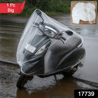 Scooter covered with plastic Activa waterproof cover