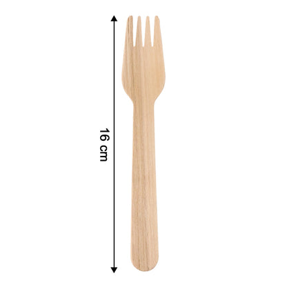 Stack of Freshee 160mm disposable wooden forks made from birchwood