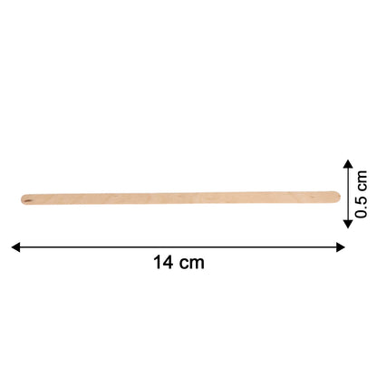 Size comparison of eco-friendly wooden stir sticks for coffee