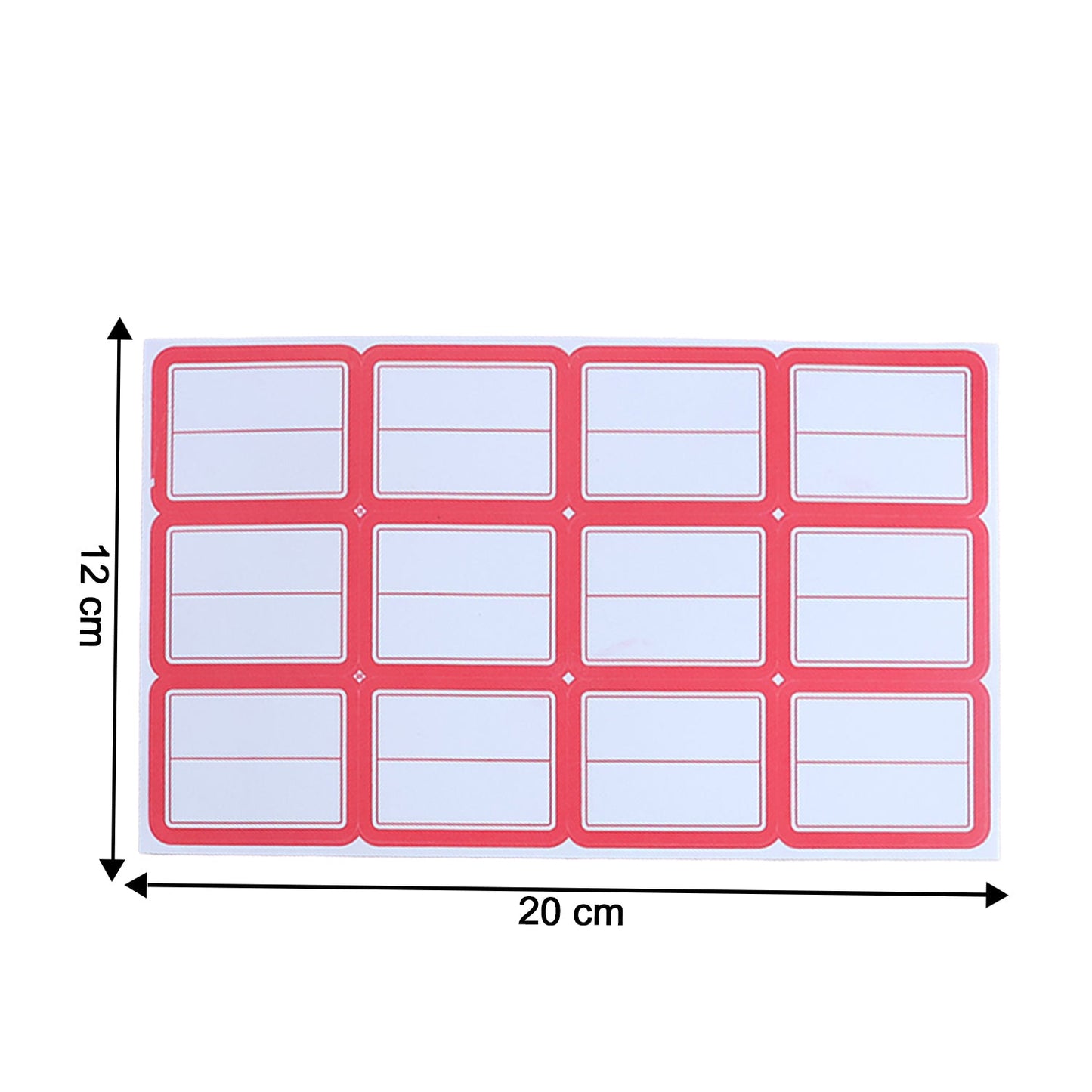 Close-up of blank writable label stickers sheet showing neat rectangular shapes