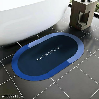 Corner view of non-slip bath mat resting firmly on tiled floor