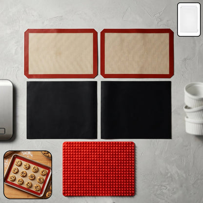 Silicone baking mats set for even heat distribution and easy food release