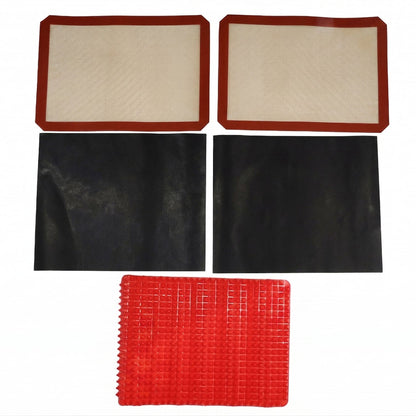Set of 5 reusable silicone oven mats for baking and cooking