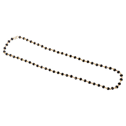 Stylish gold accented black bead chain necklace for ethnic wear