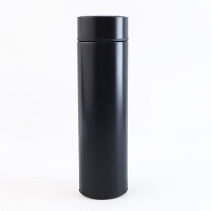 Compact 500ML black water bottle with touchscreen LED temperature indicator
