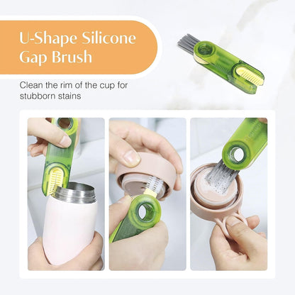 Durable nylon bristle cleaning brush for bottles and nozzles