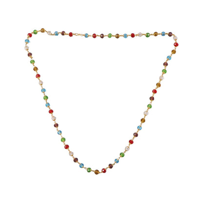 Stylish chain necklace with multicolour crystal bead design