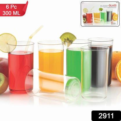 Set of six durable plastic drinking glasses for juices and beverages