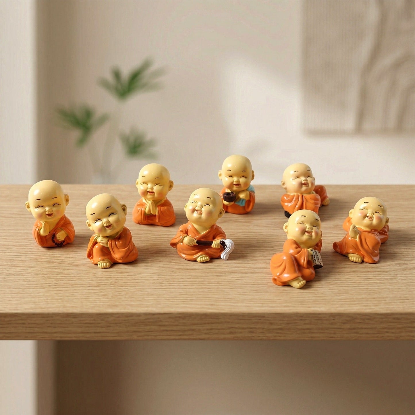 Mini Monk Buddha statue set for home, office, or car peaceful decor