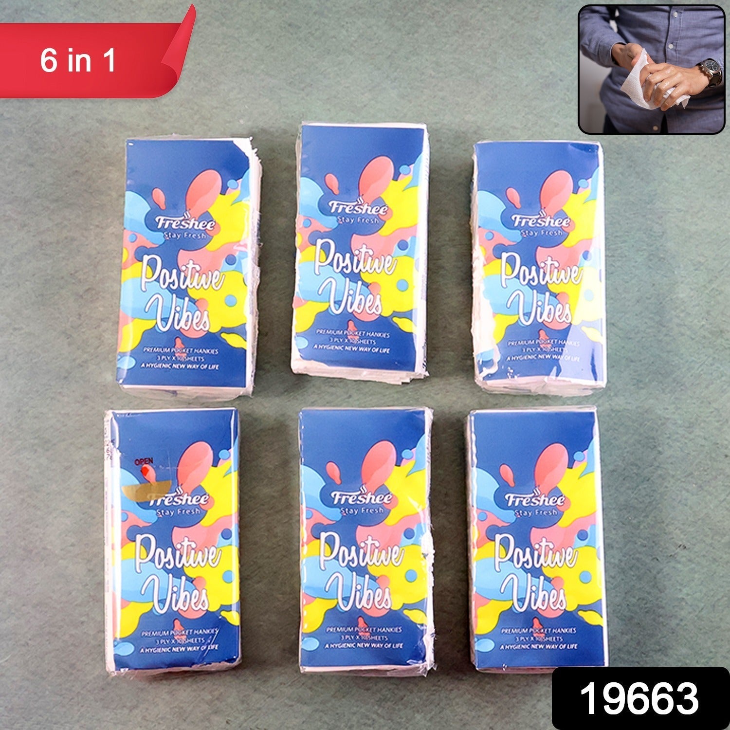 Close-up of soft tissue paper sheets from 6-in-1 pocket tissue pack