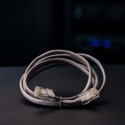 Side view of 1.5 meter Ethernet LAN Cable with RJ45 connectors
