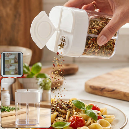 Four compartment plastic kitchen storage container