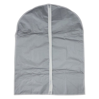 Hanging garment covers protecting clothes inside a closet