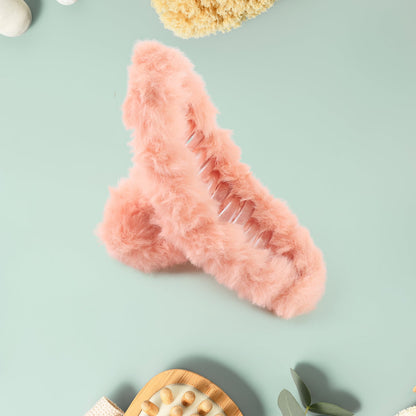 Fashionable fur coated hair clutcher clip set for women and girls