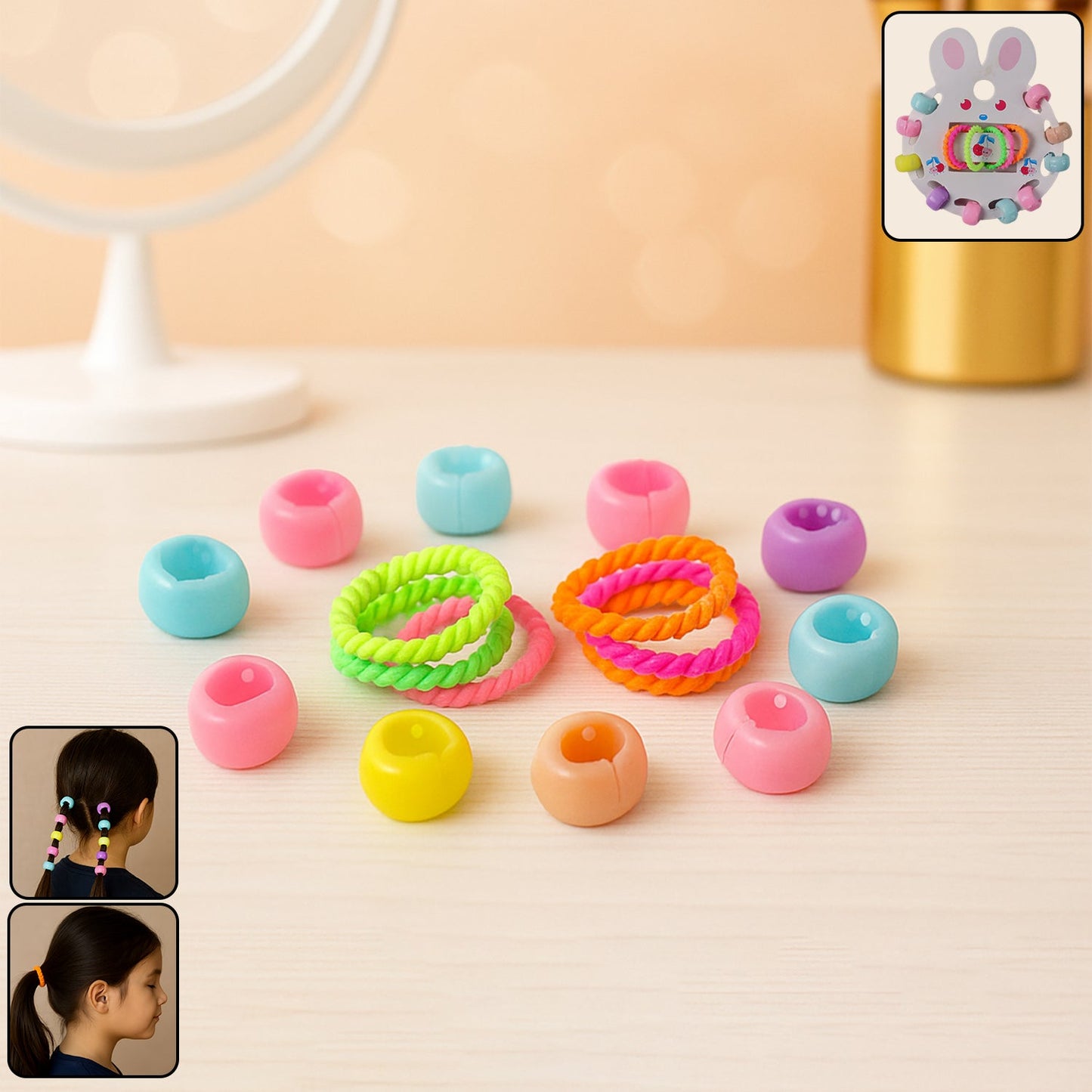 12-piece girls hair clip set with pastel hairbands and crown clips