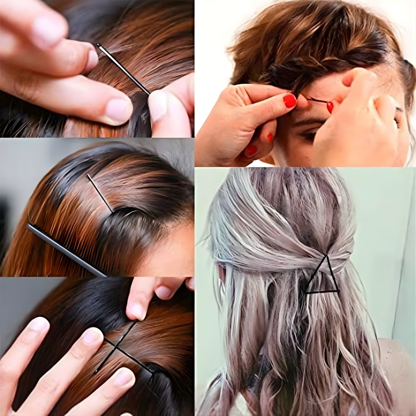 Black hair bobby pins laid out to demonstrate firm non-slip grip
