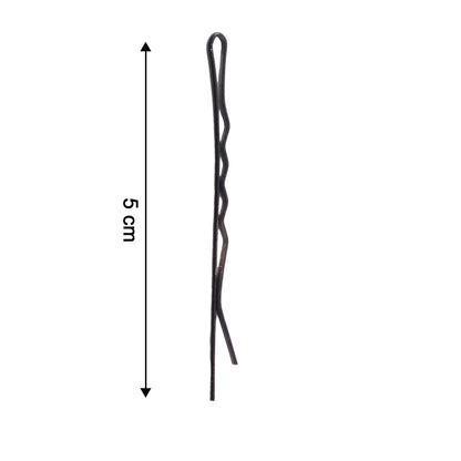 Side profile of medium black hair bobby pin showing non-slip grip