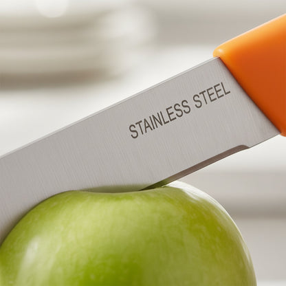 Ergonomic anti-slip handle on kitchen paring knife for comfortable grip