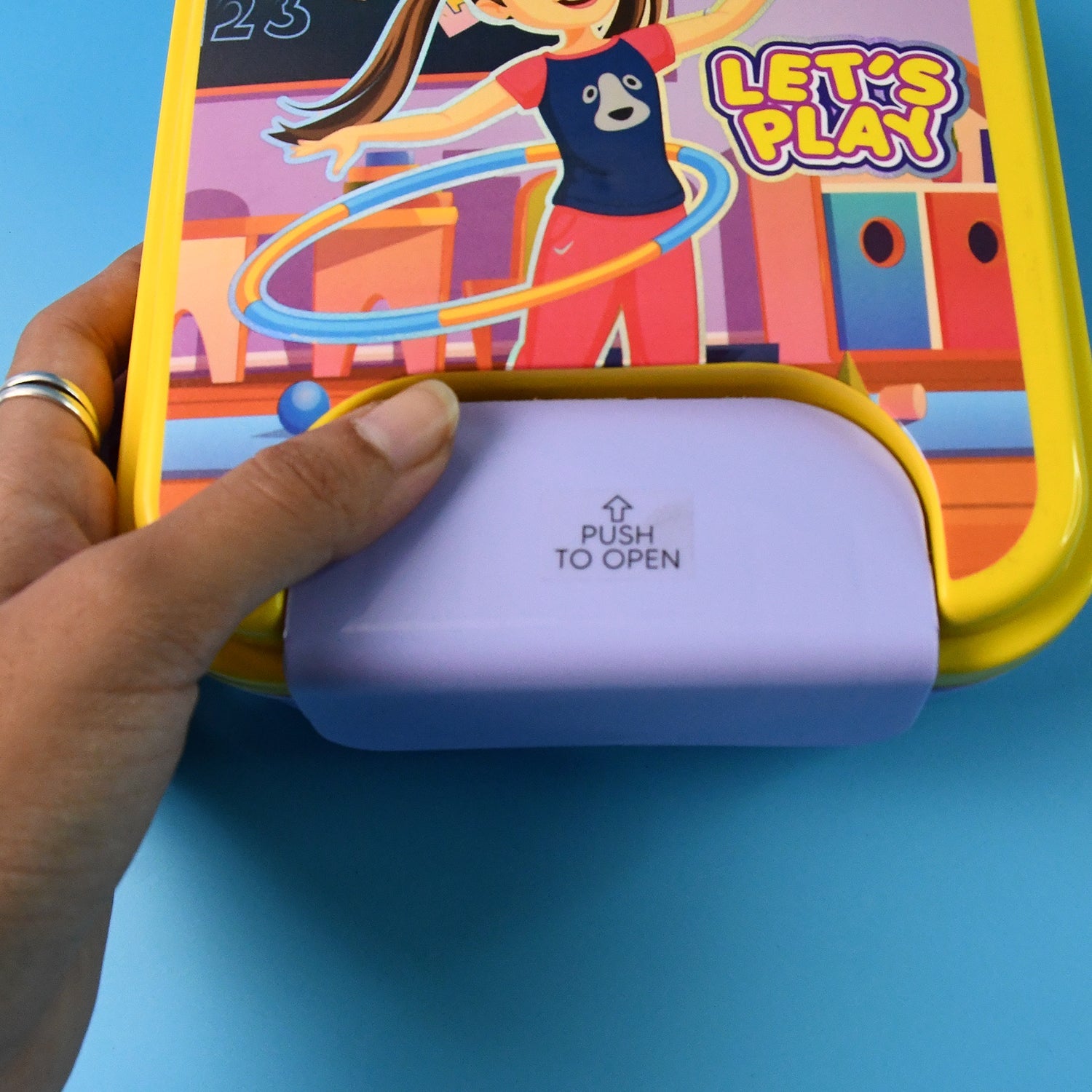 School tiffin box for kids with secure lid closure