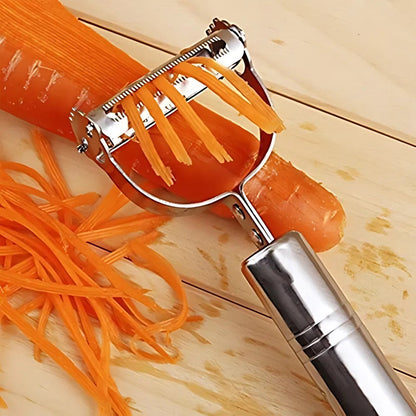 Multipurpose heavy-duty vegetable peeler and julienne cutter with sharp blades