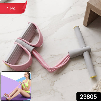 Elastic resistance rope with foot pedal support for stable workout sessions