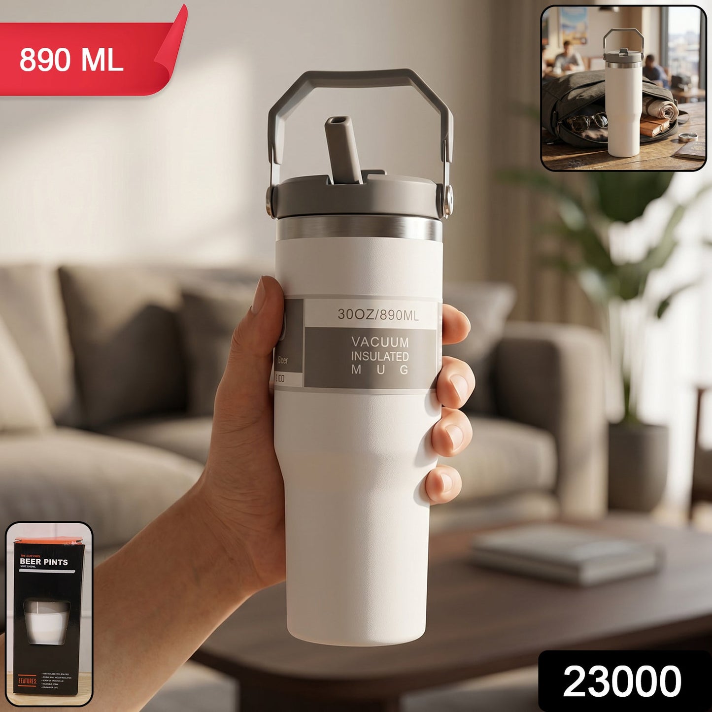 Stainless steel travel mug with leak-proof lid