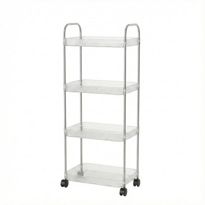 Compact multipurpose storage trolley with four layers and wheels