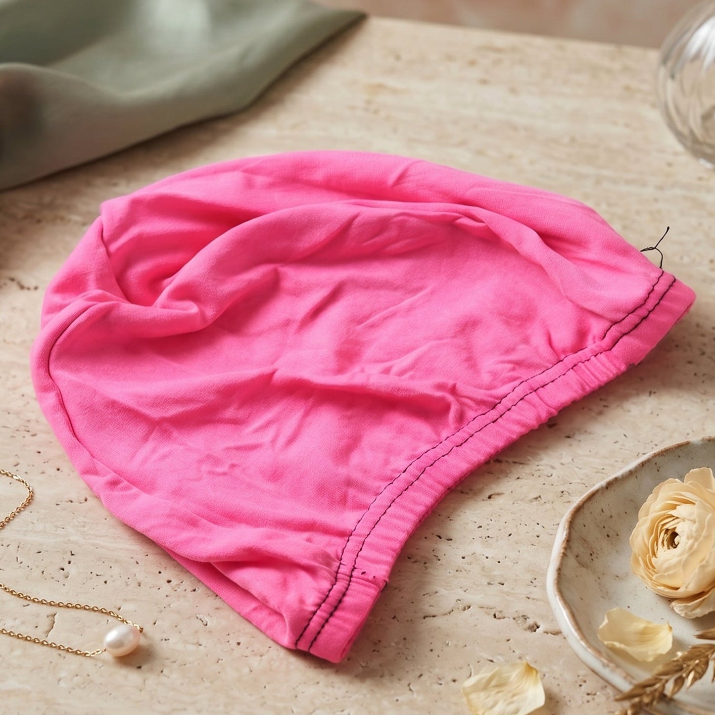 Comfortable pink pool cap made from high-quality materials