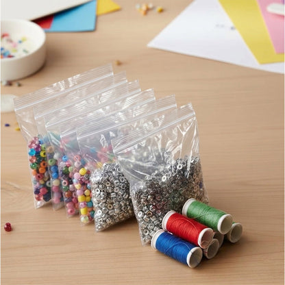 Clear plastic storage bag with zipper seal for home use